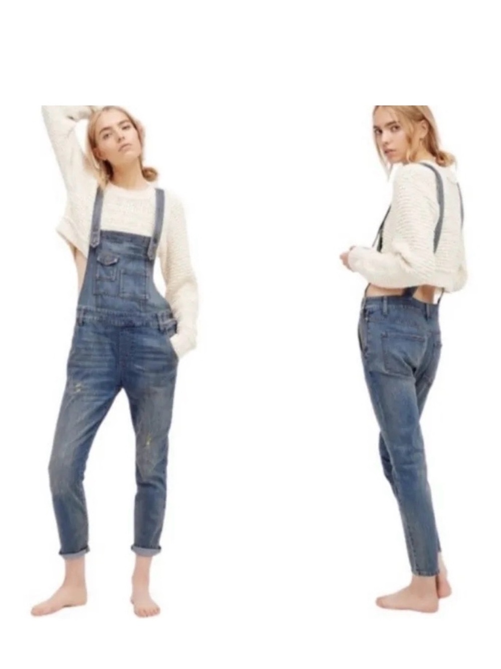 Free People Slim Fit Super Cute Denim Overalls